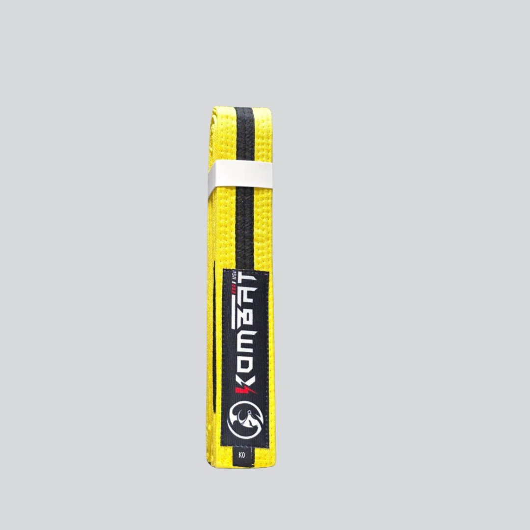KOMBAT KIDS PREMIUM BJJ RANKED BELTS yellow & black stripe