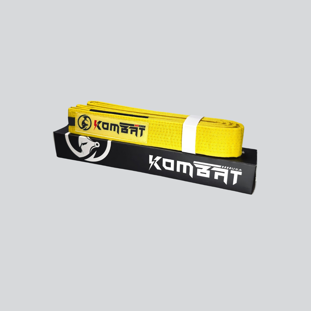 KOMBAT KIDS PREMIUM BJJ RANKED BELTS yellow & white strips