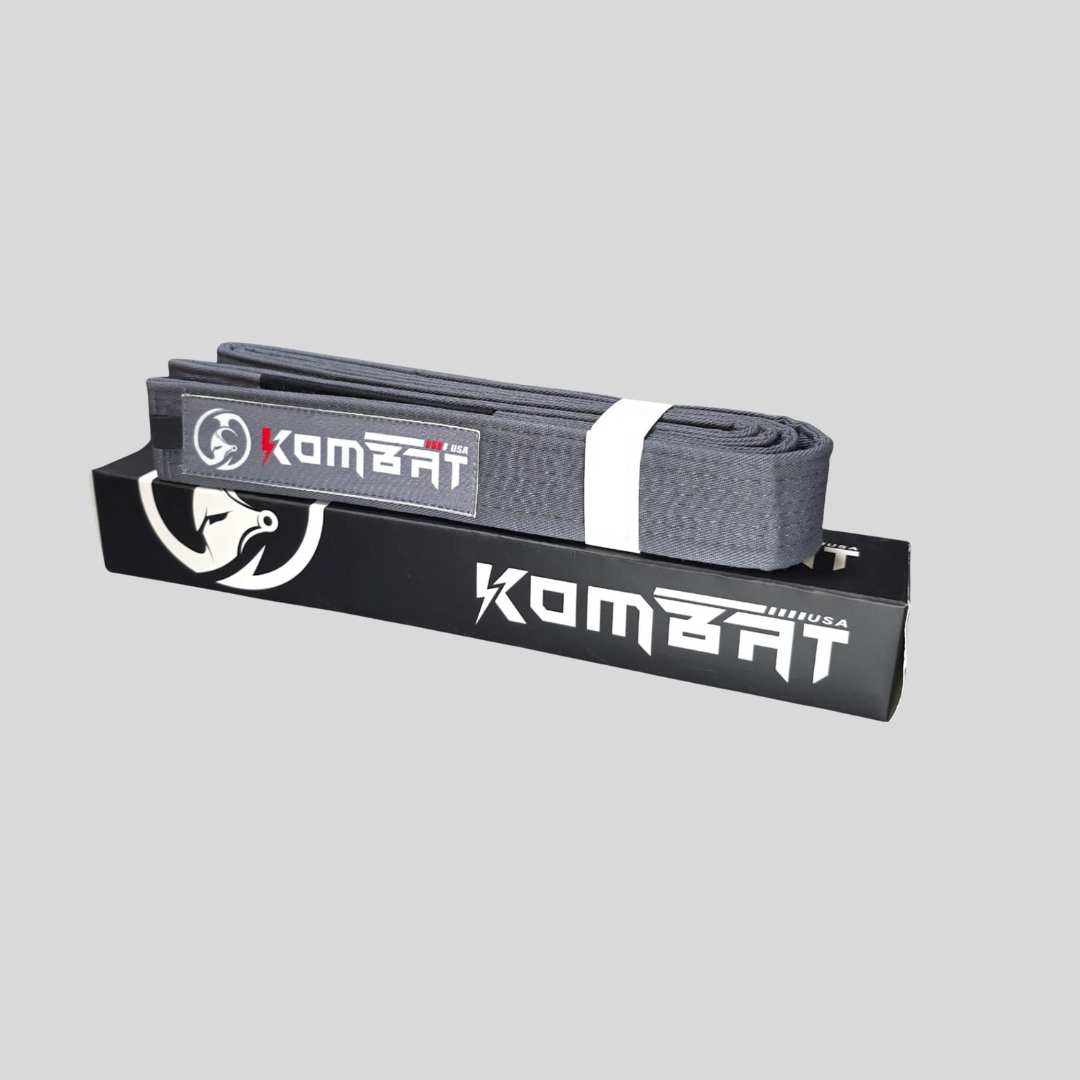 KOMBAT PREMIUM KIDS BJJ SOLID RANKED BELTS  white& gray
