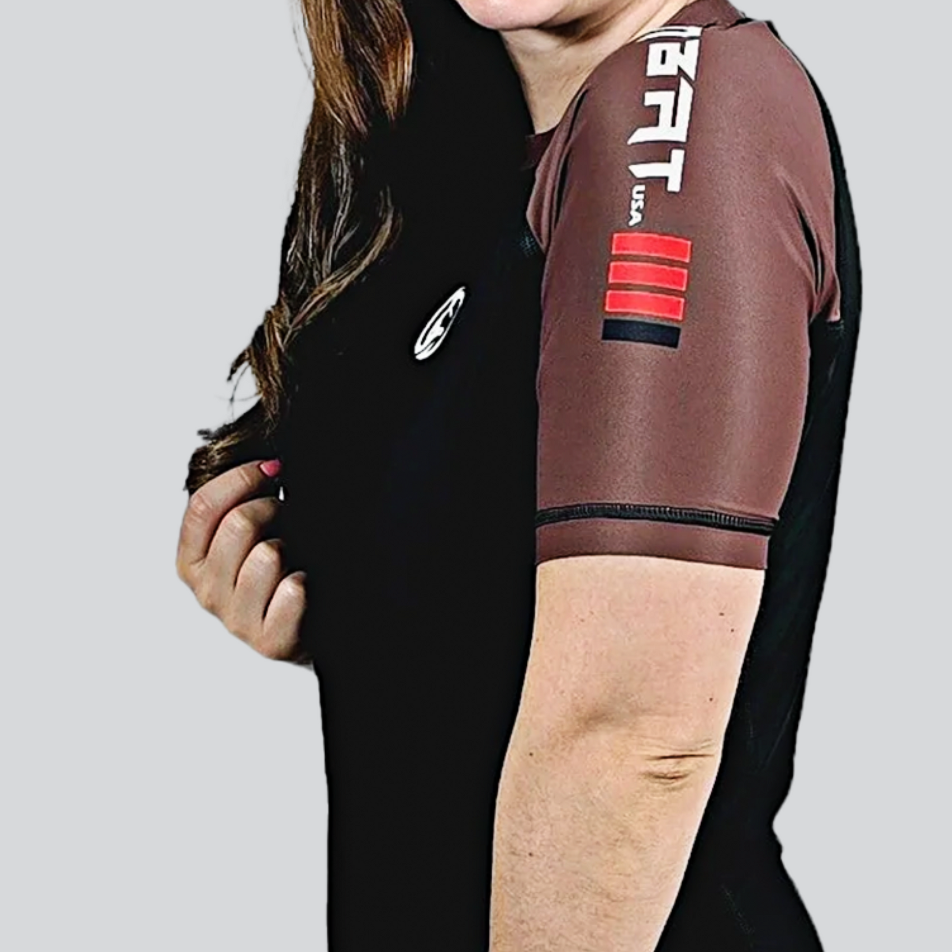 KOMBAT WOMAN H/S PRO RASH GUARD BLACK & BROWN