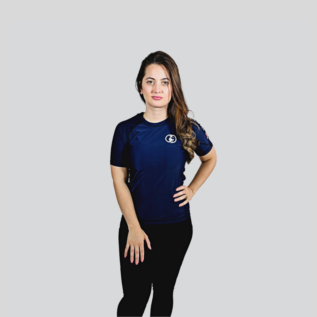 KOMBAT WOMAN H/S PRO RASH GUARD BLUE
