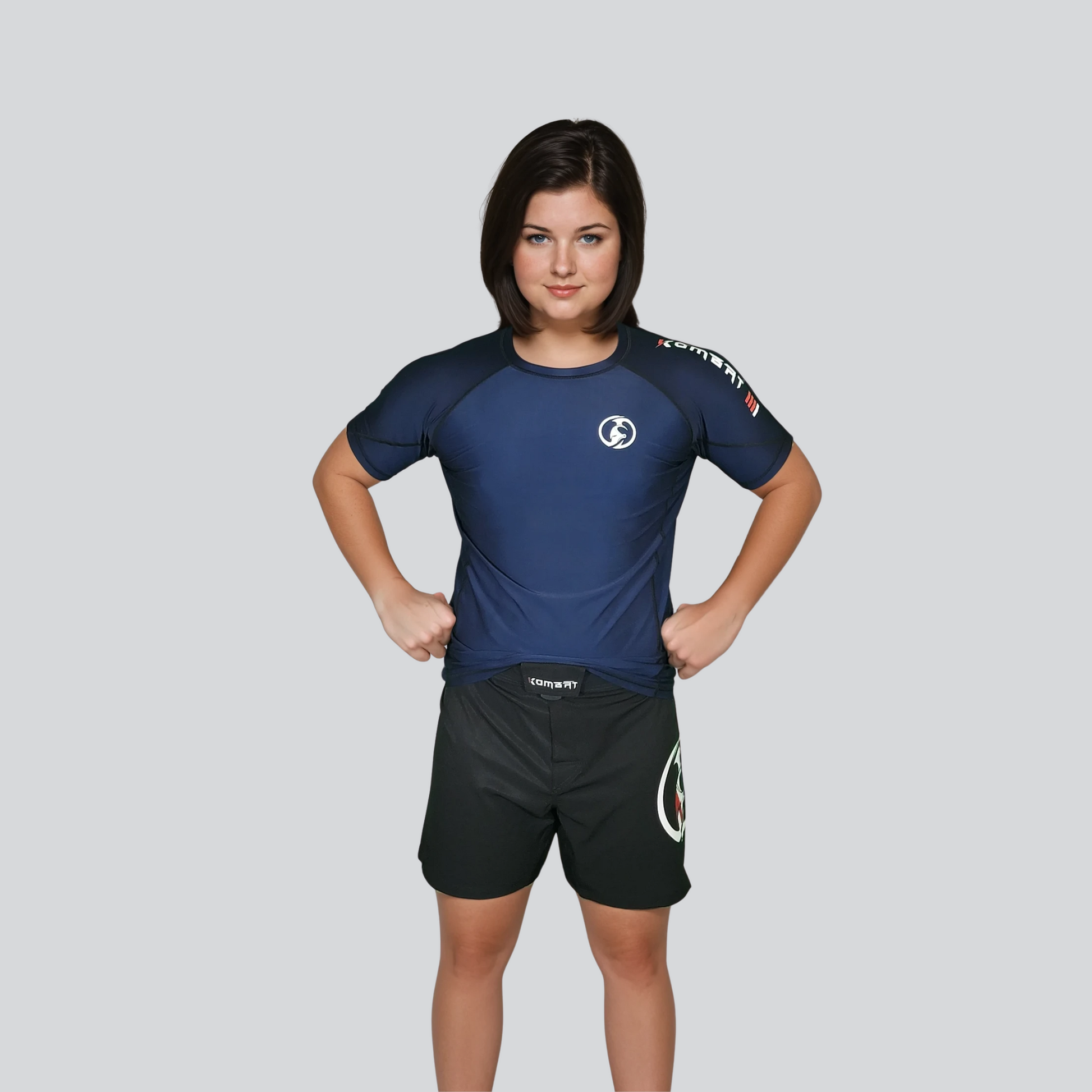 KOMBAT WOMAN H/S PRO RASH GUARD BLUE