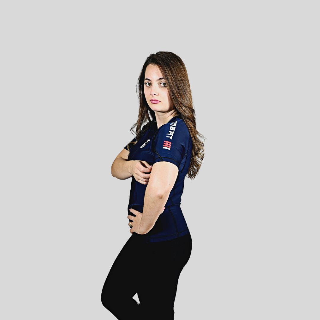 KOMBAT WOMAN H/S PRO RASH GUARD BLUE
