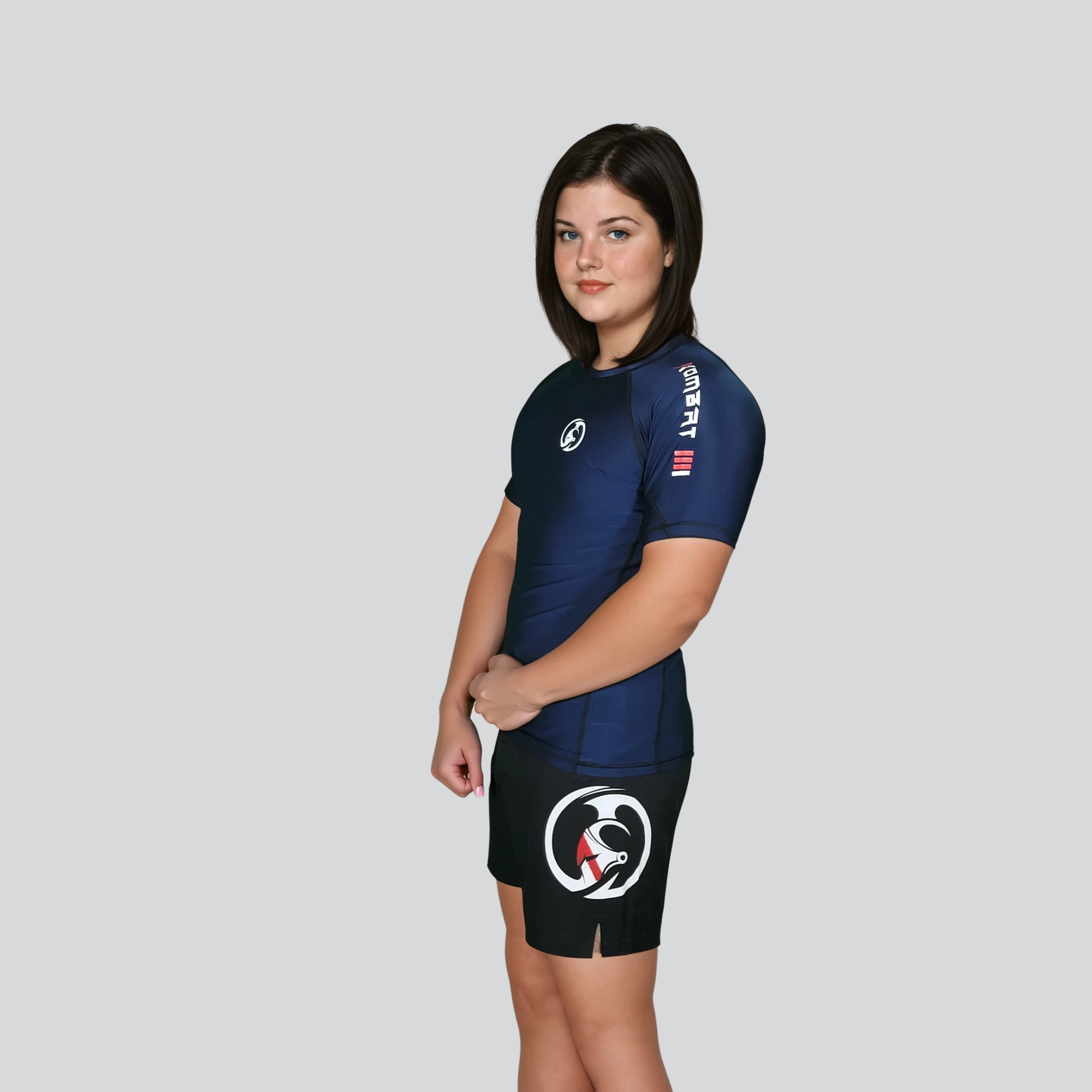 KOMBAT WOMAN H/S PRO RASH GUARD BLUE