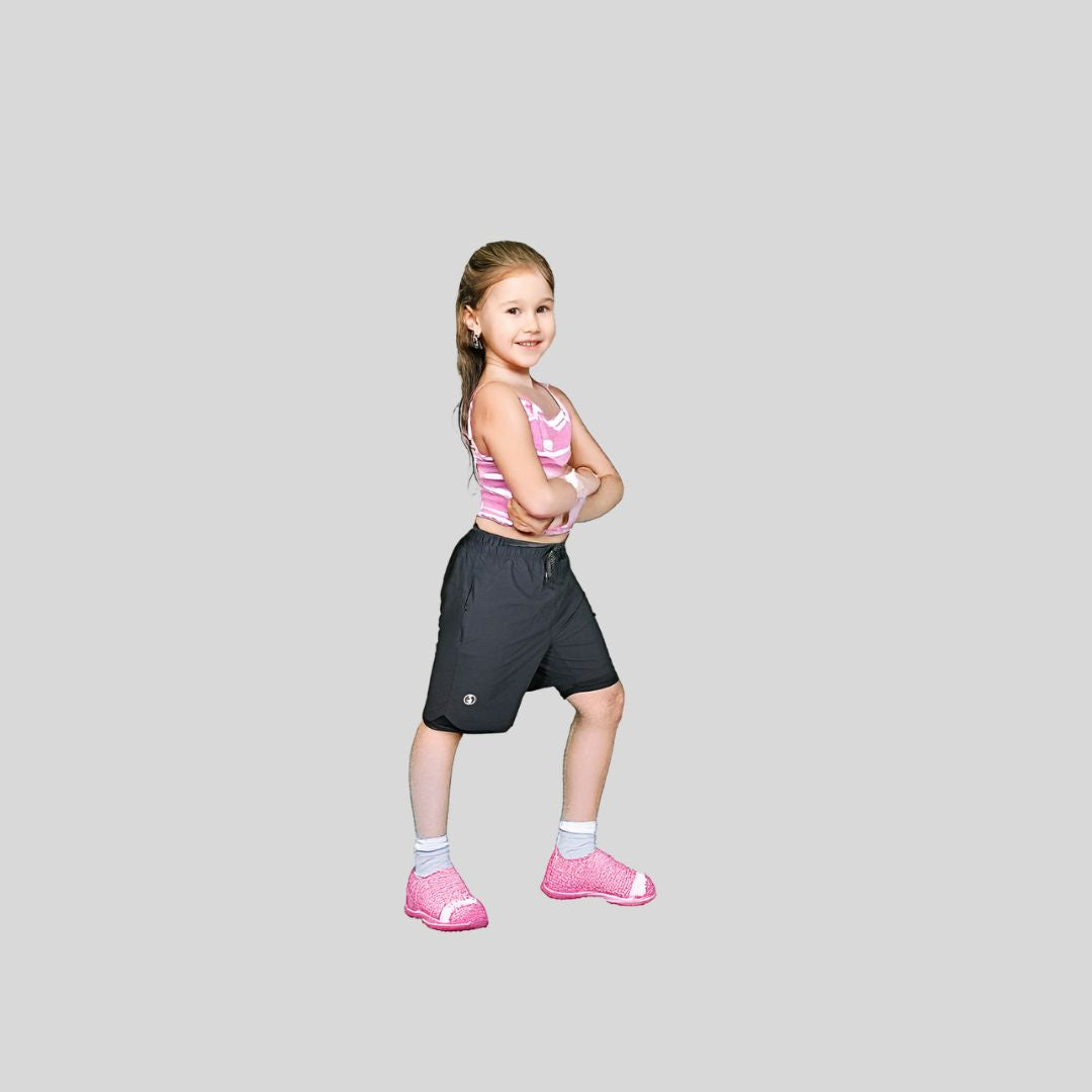 KOMBAT YOUTH 2 IN 1 BLACK RUNNING SHORTS
