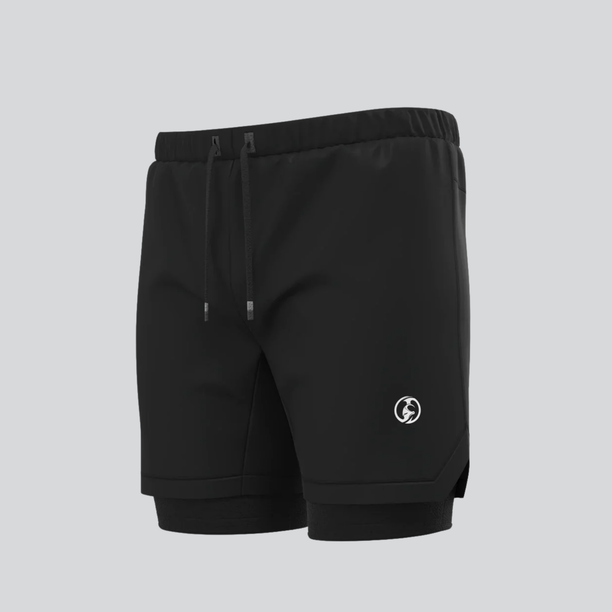 KOMBAT YOUTH 2 IN 1 BLACK RUNNING SHORTS