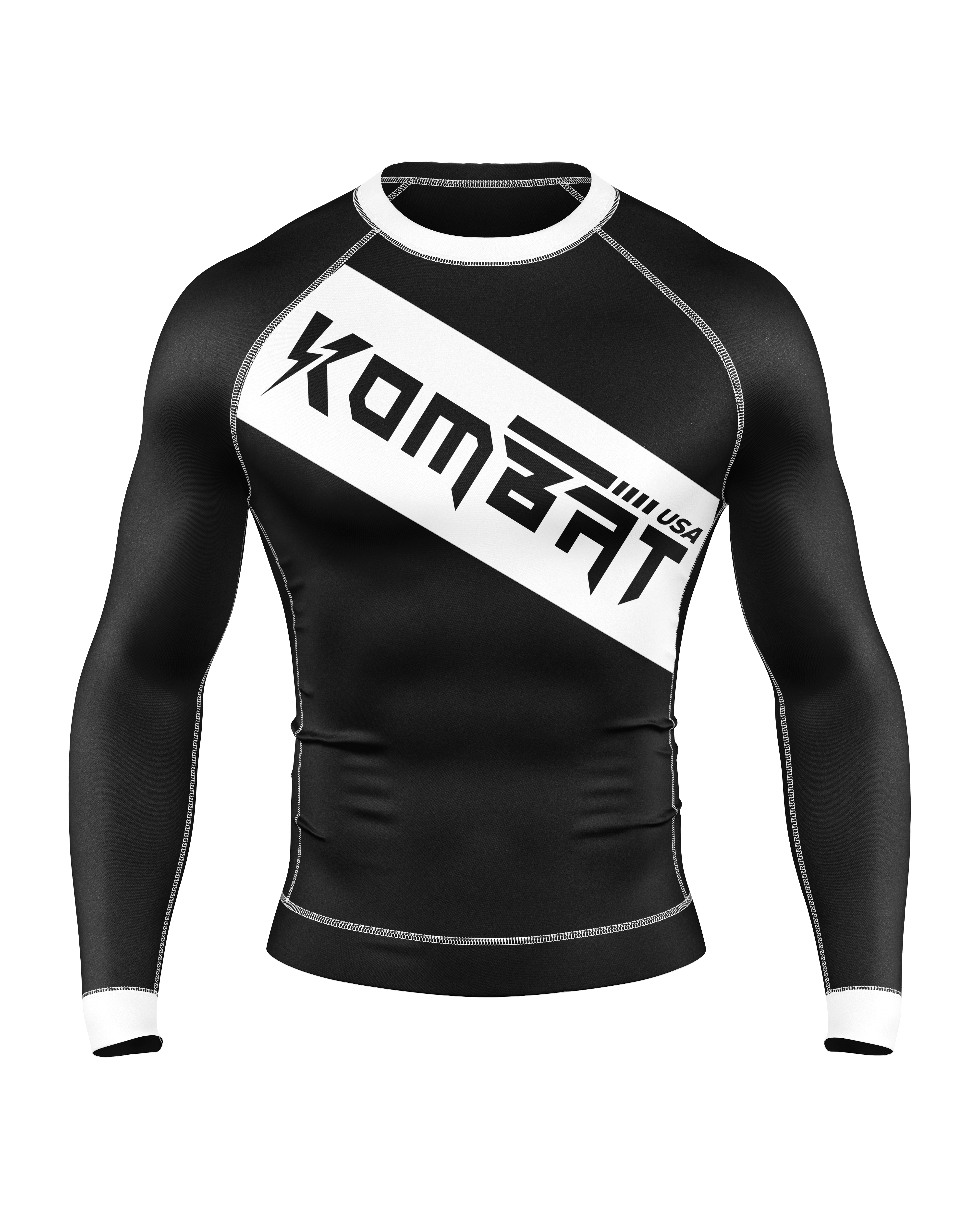 YOUTH F/S BLK/WHITE RASH GUARD