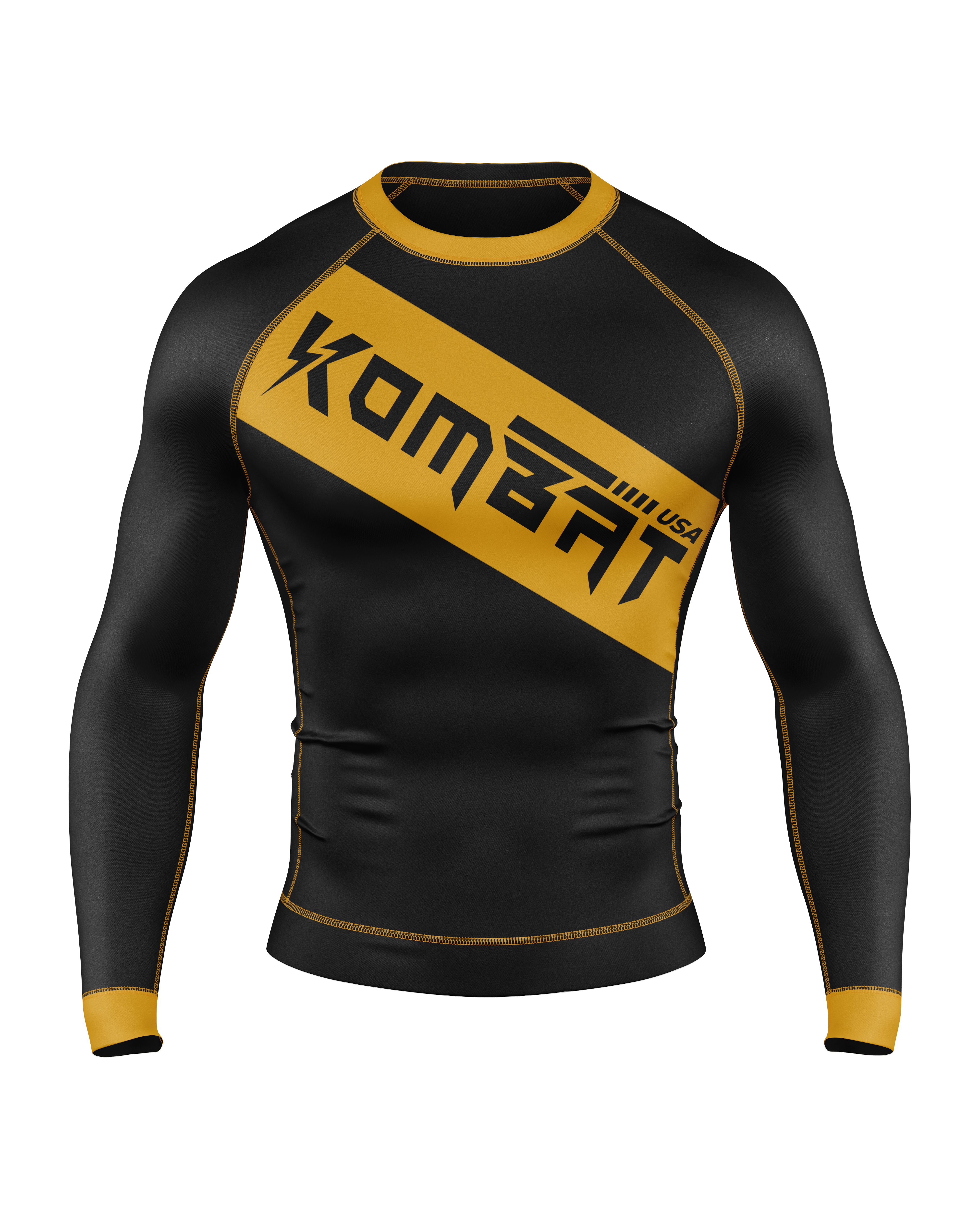 YOUTH F/S BLK/ORANGE RASH GUARD