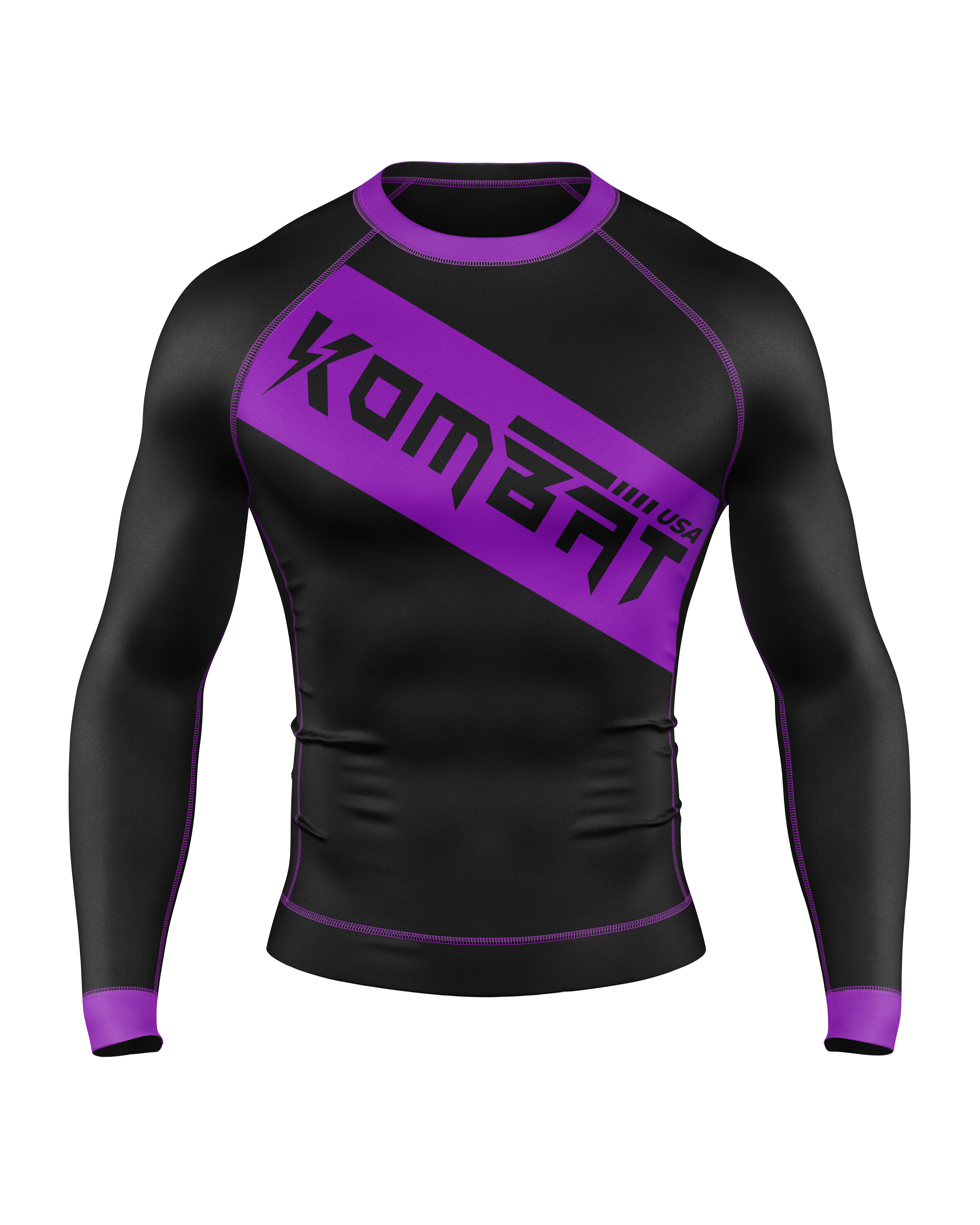 YOUTH F/S BLK/PURPLE RASH GUARD