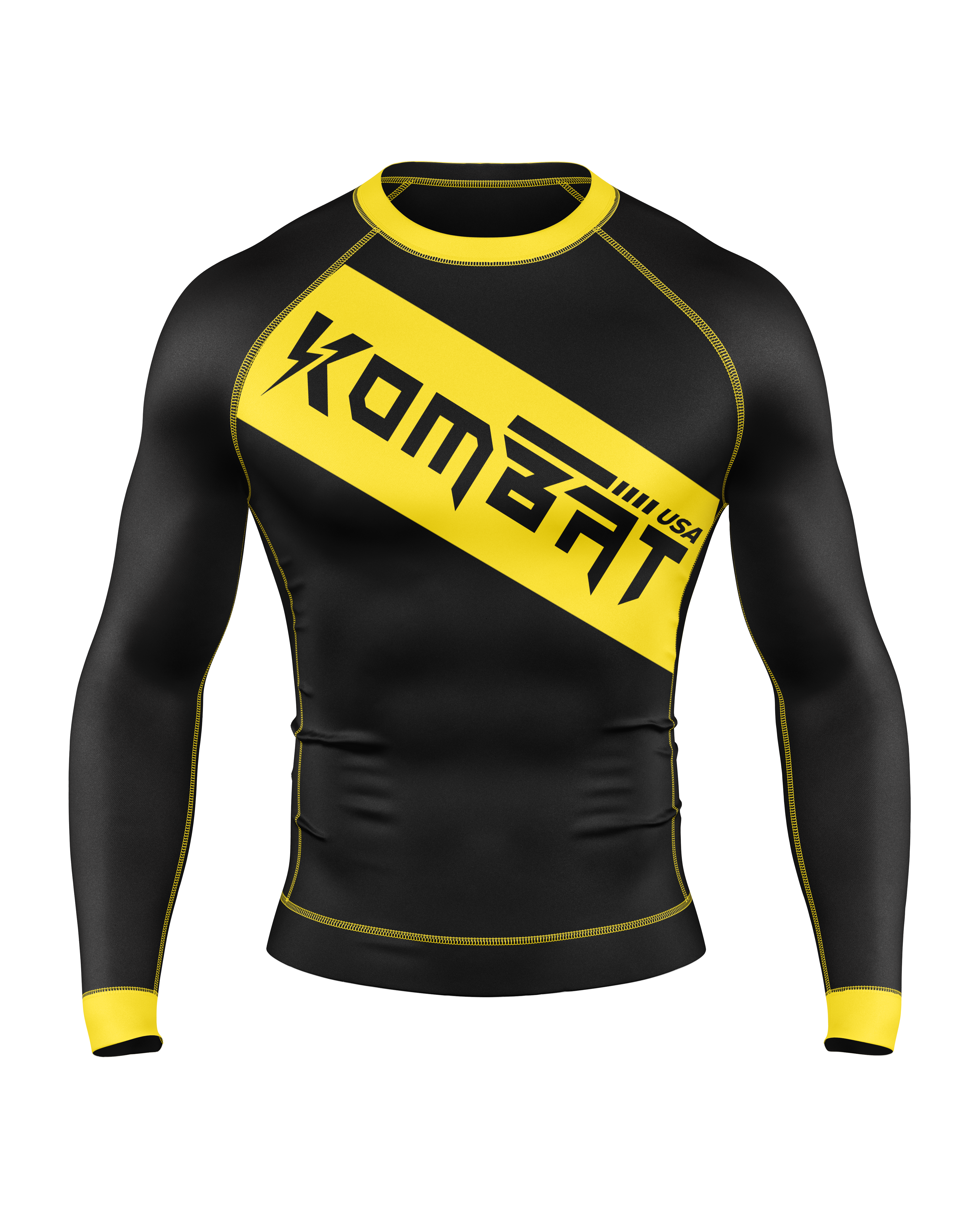 YOUTH F/S BLK/ YELLOW RASH GUARD