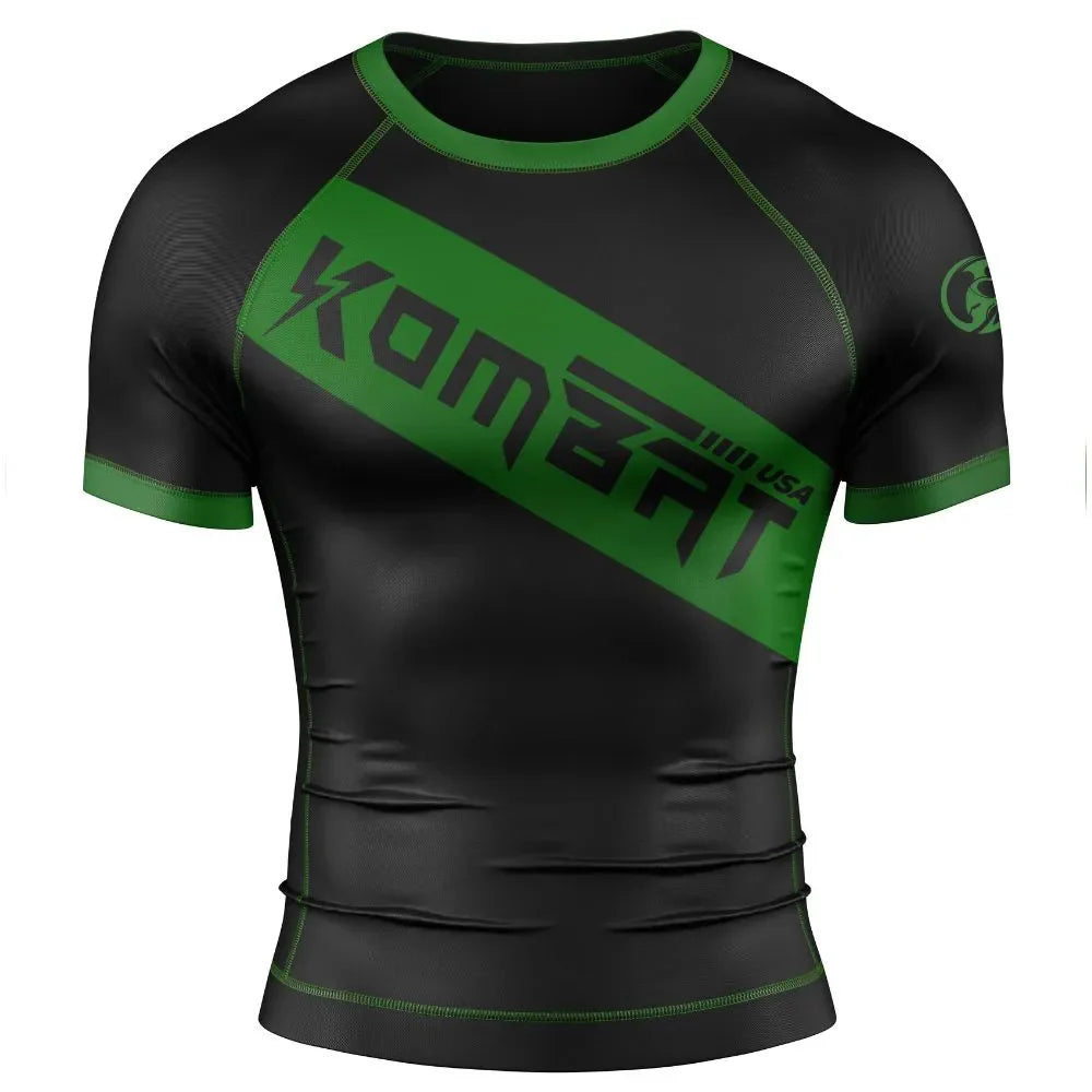 YOUTH H/S BLK/GREEN RASH GUARD