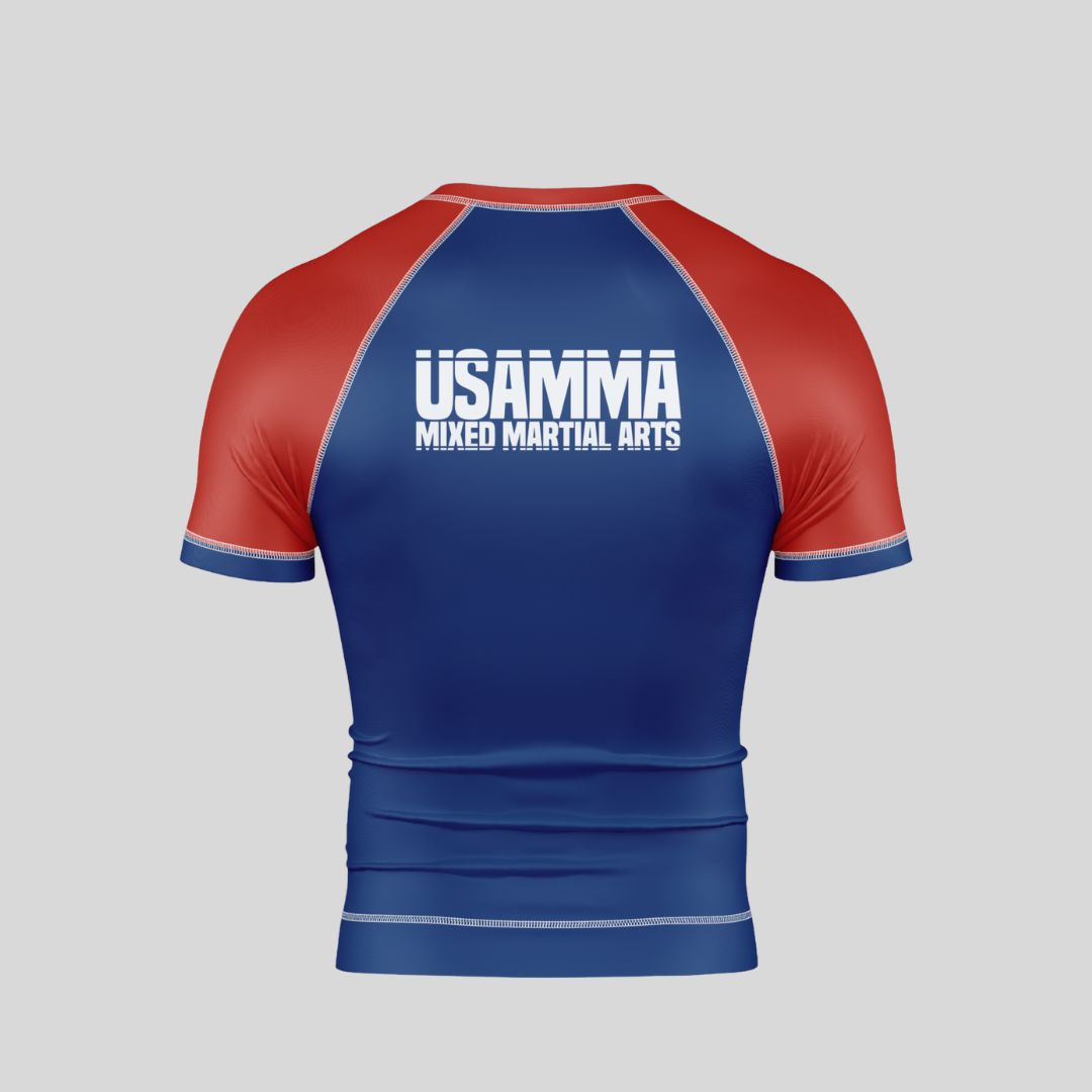 USAMMA ADULT RASH GUARD BLUE, RED,WHITE – Kombat USA