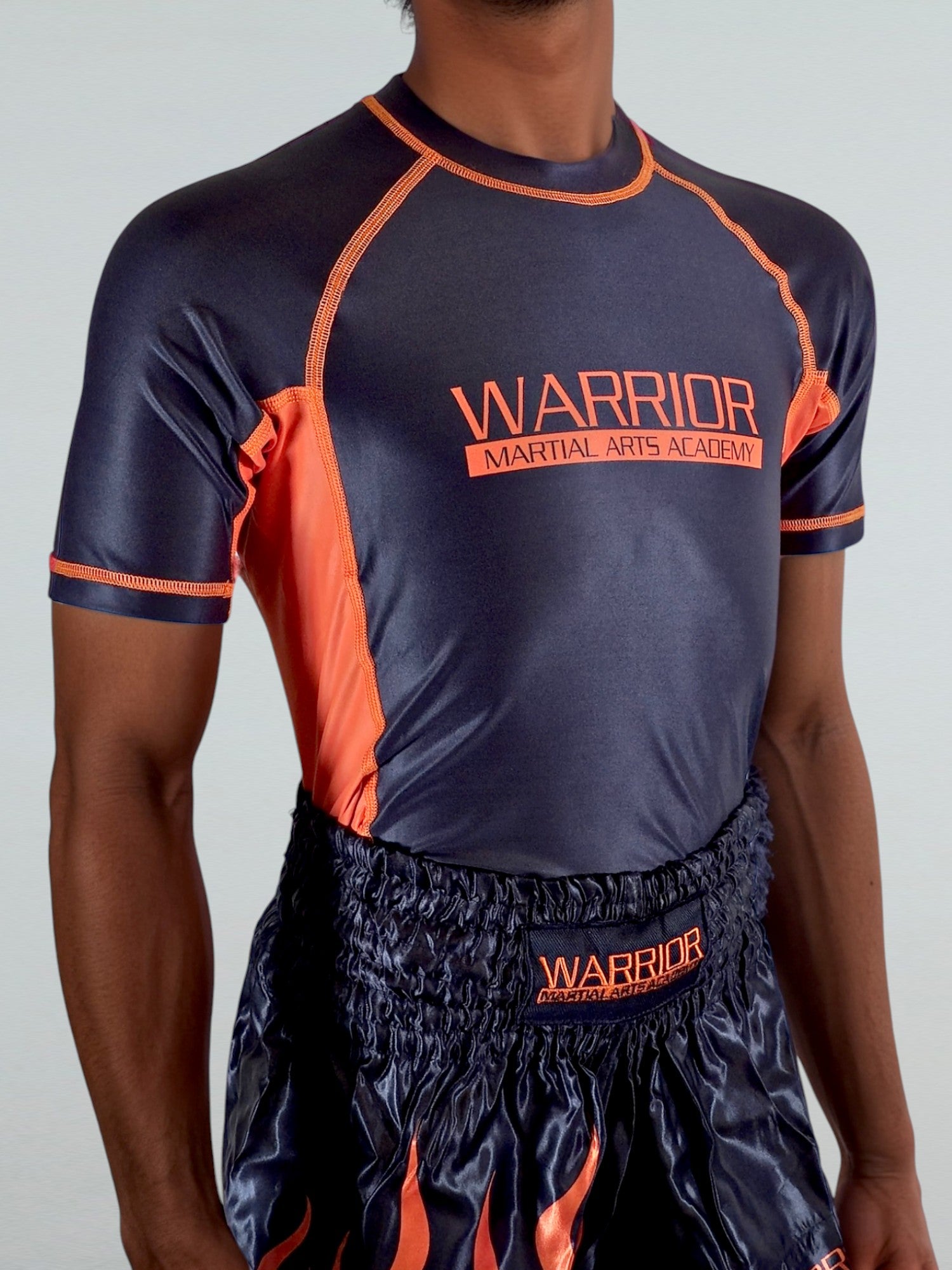WARRIOR ADULT RASH GUARD BLK/ORANGE