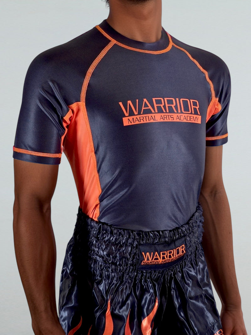 WARRIOR ADULT RASH GUARD BLK/ORANGE
