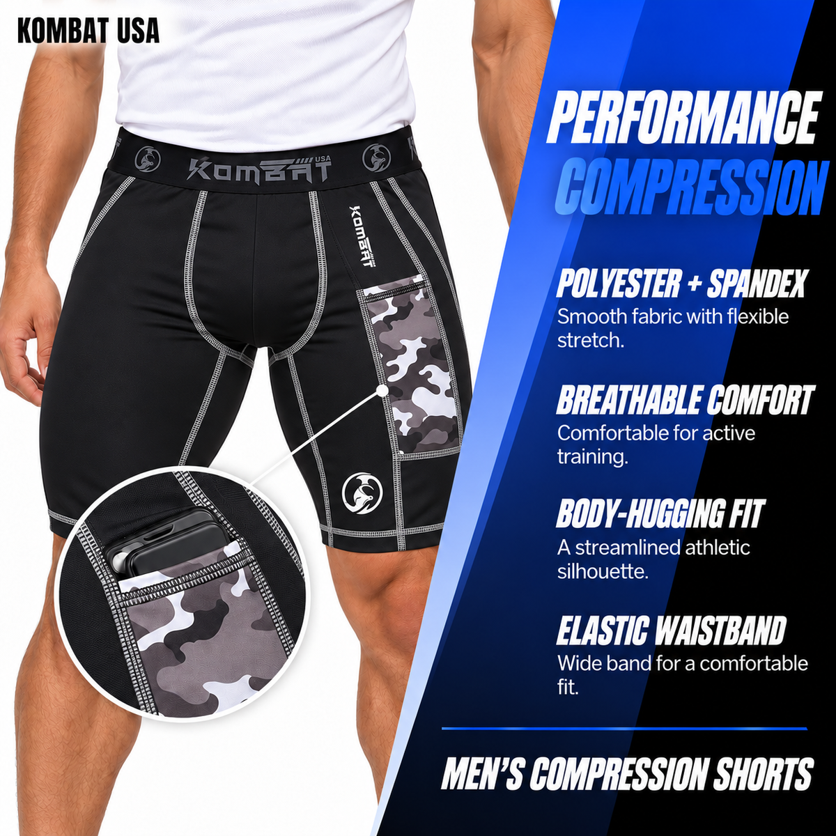 KOMBAT COMPRESSION SHORT BLACK CAMOUFLAGE