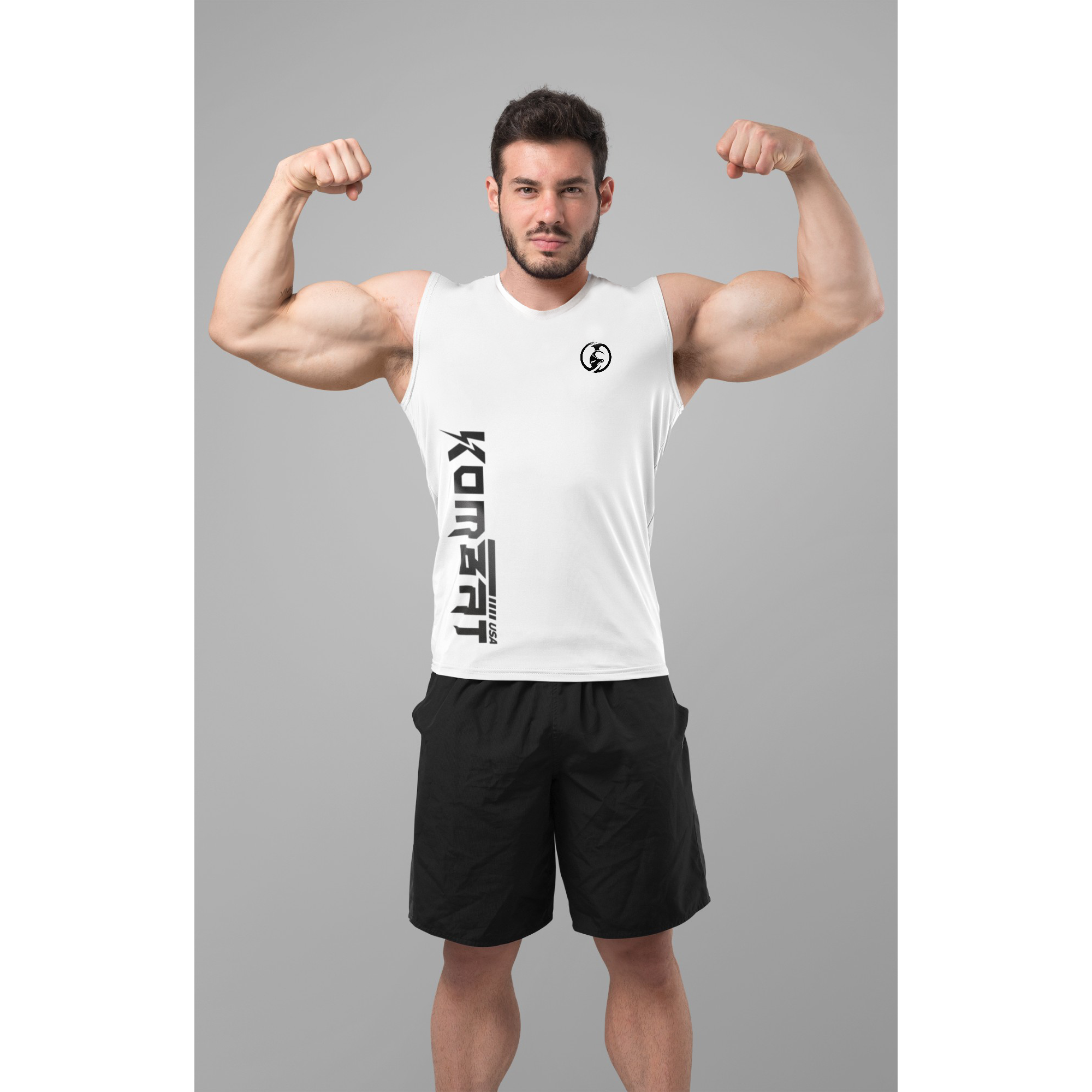 MEN ROUND NECK TANK TOP WHITE