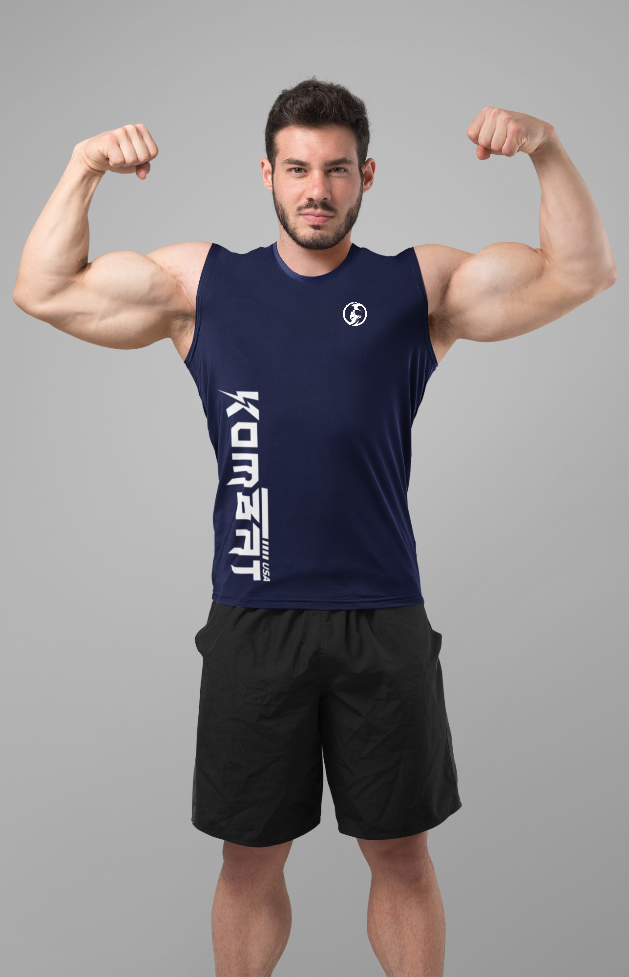 MEN ROUND NECK TANK TOP BLUE