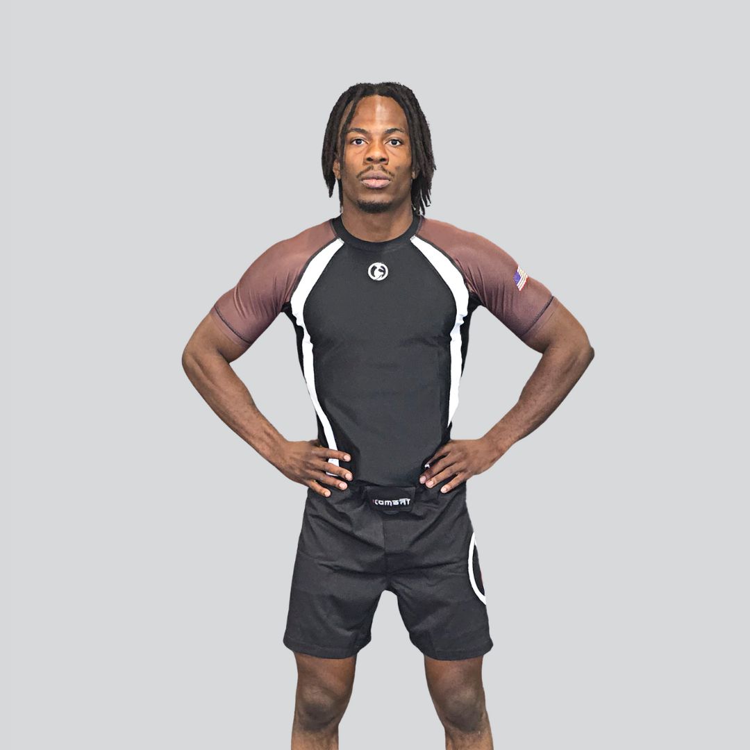 ADULT RASH GUARD H/S RANKED BROWN