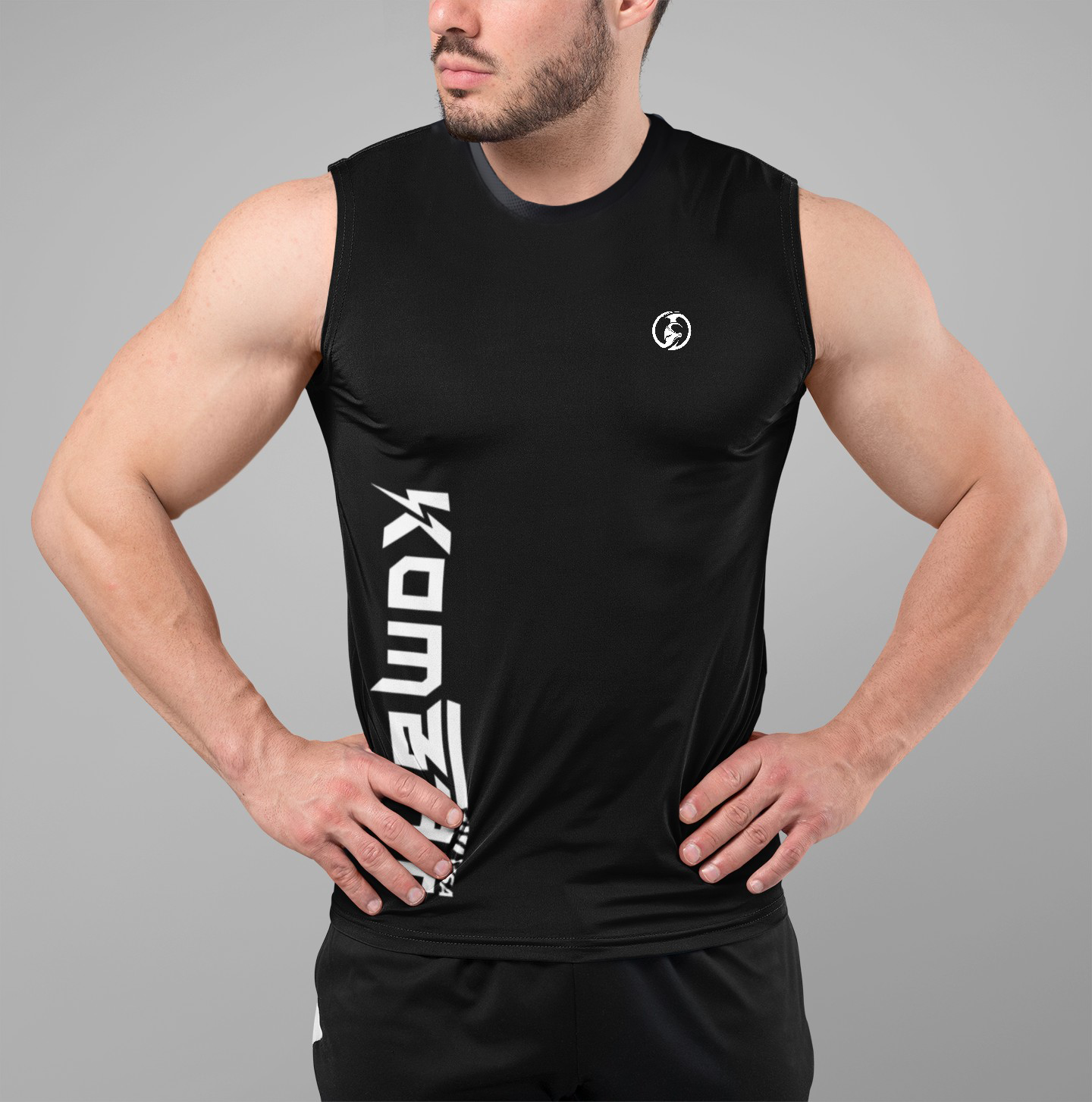 MEN ROUND NECK TANK TOP BLACK