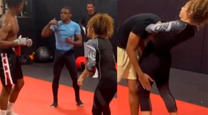 A Female BJJ Player Submits All Sturdy Guys At Boxing Fighter Gym